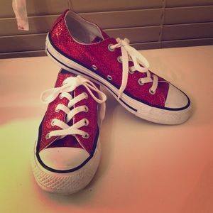 Converse Red Sparkly Glitter Low-top Oxford